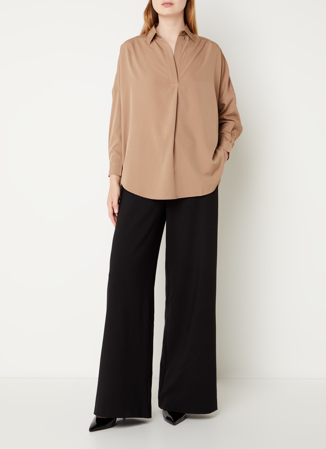 French Connection Rhodes oversized tuniek - voorkant 4 zand