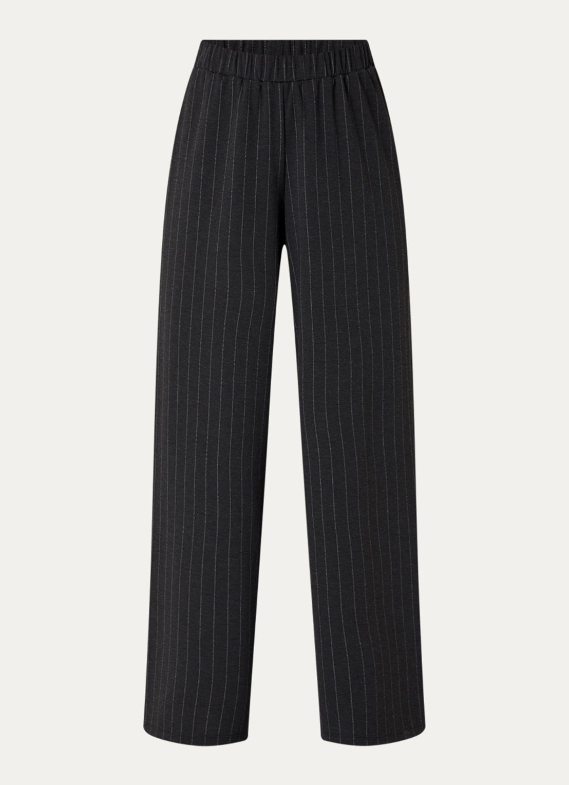 French Connection Sarai high waist straight fit pantalon met krijtstreep - voorkant 2 antraciet