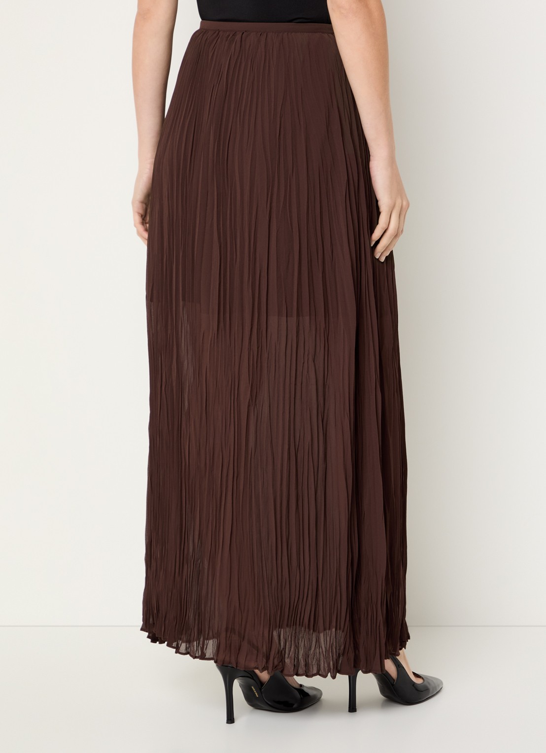 French Connection Saylor maxi rok met plissé - achterkant 4 bruin