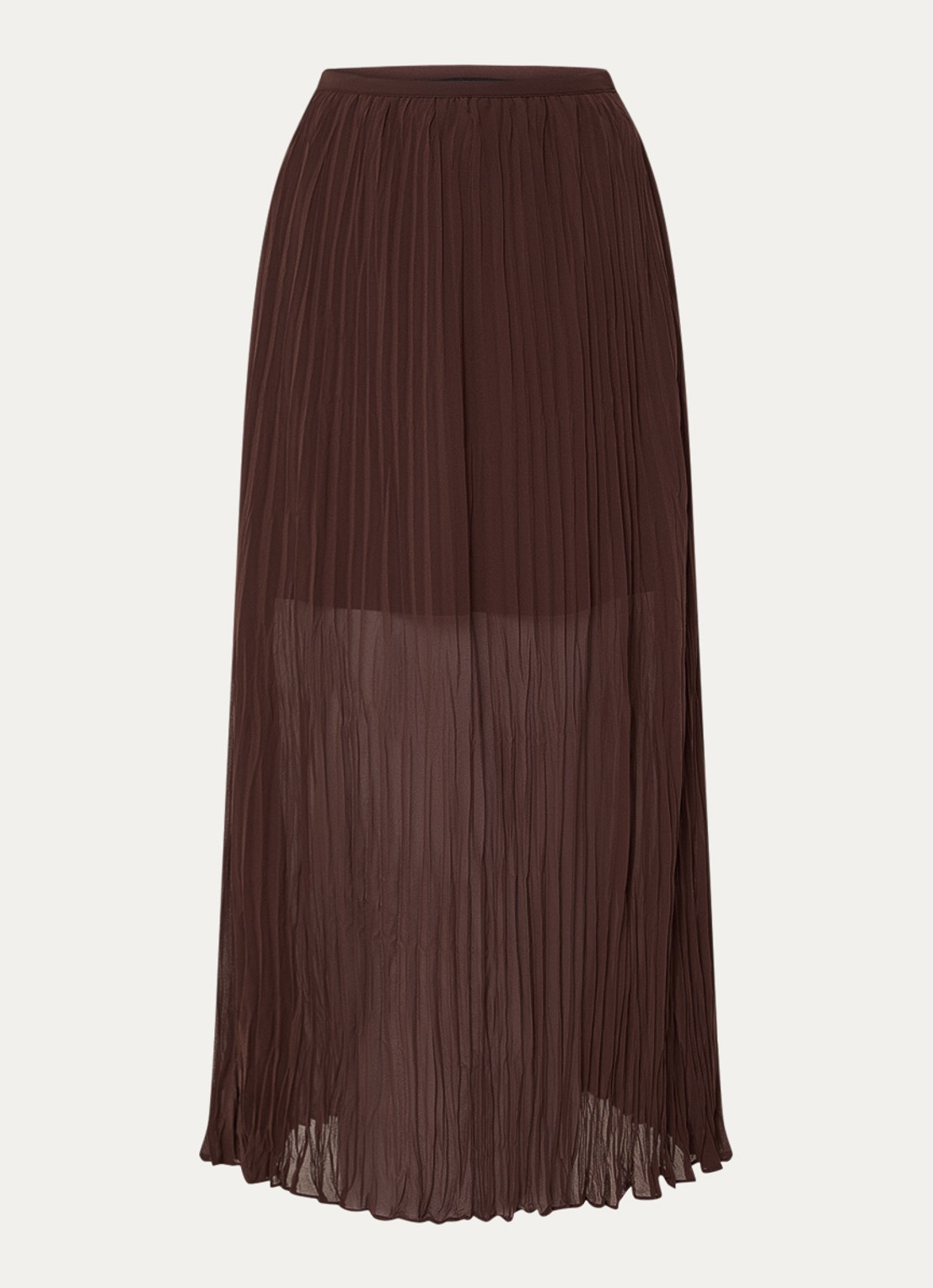French Connection Saylor maxi rok met plissé - voorkant 2 bruin
