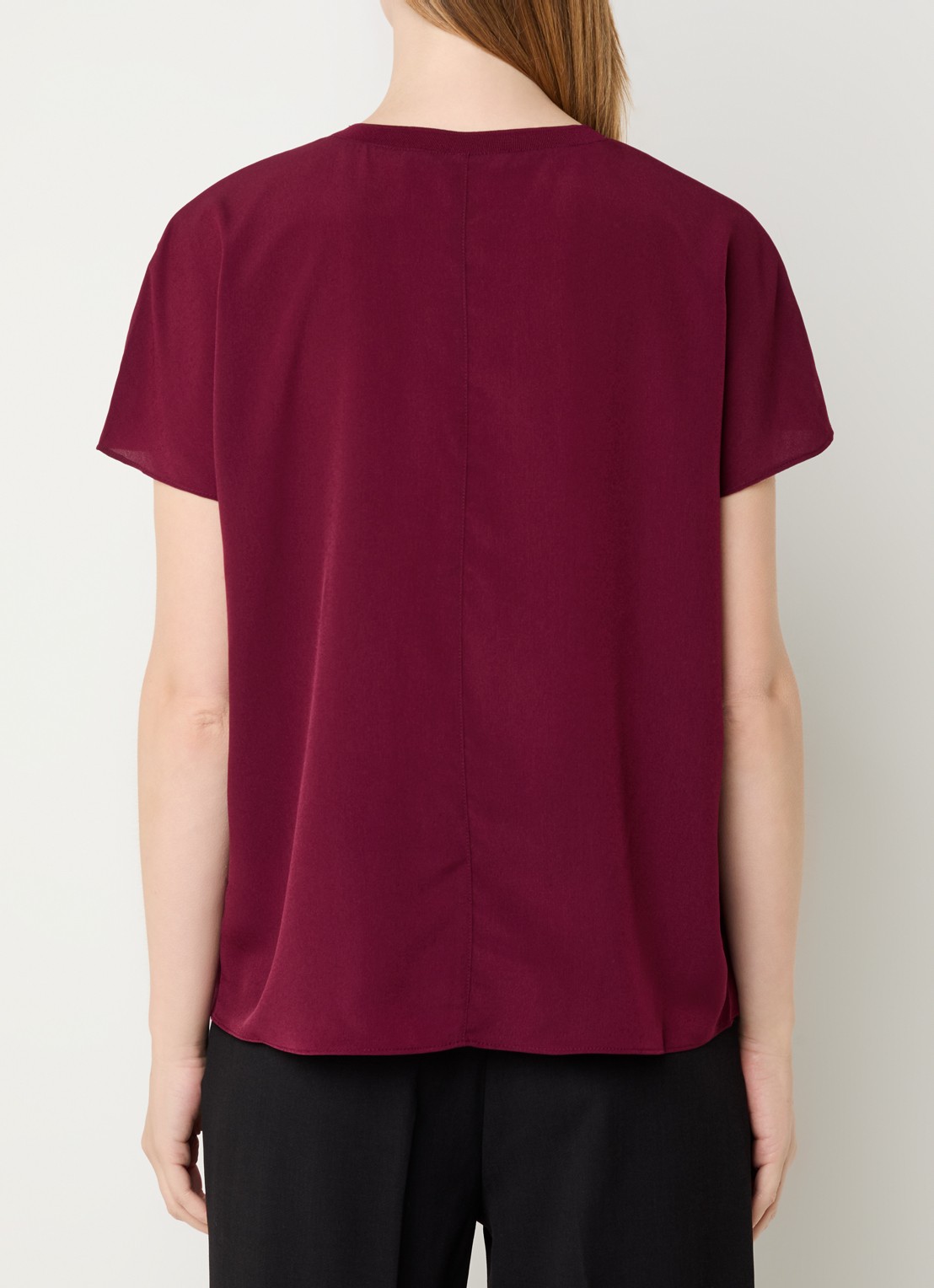French Connection T-shirt met ronde hals - achterkant 4 bordeauxrood