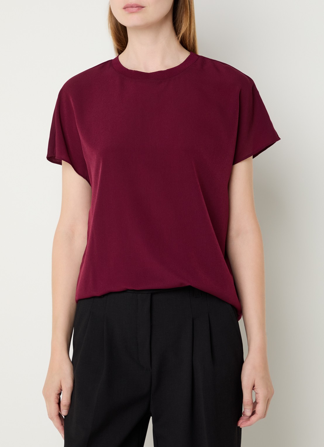 French Connection T-shirt met ronde hals - detail bordeauxrood