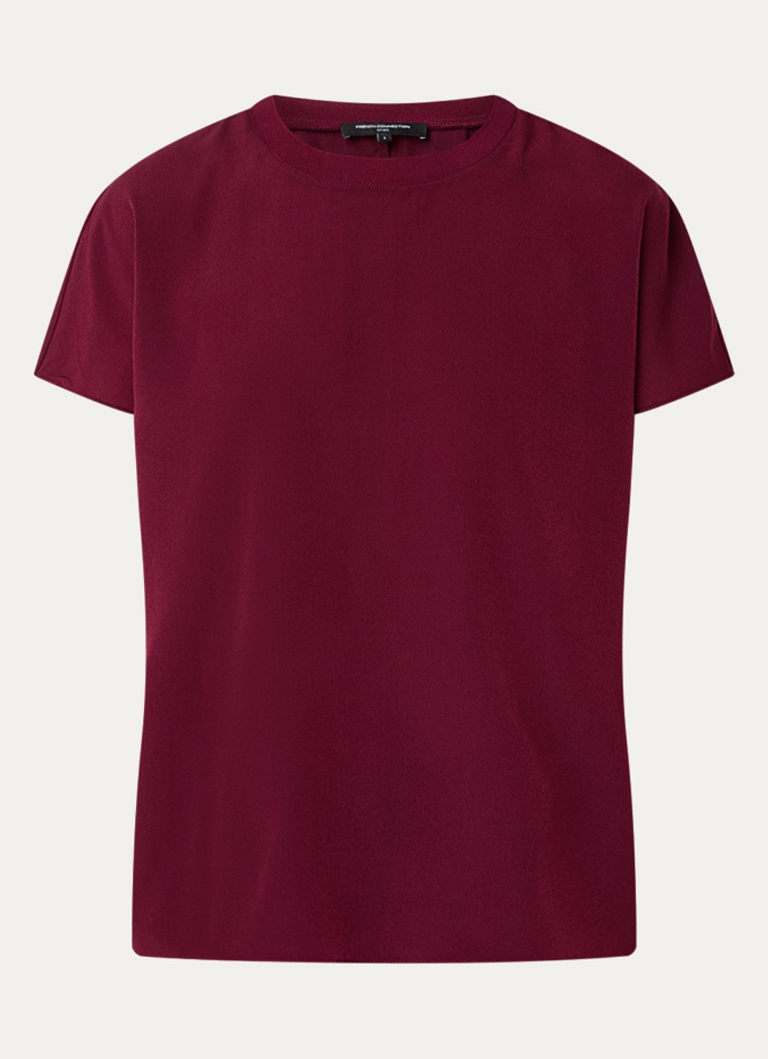 French Connection T-shirt met ronde hals - voorkant 2 bordeauxrood