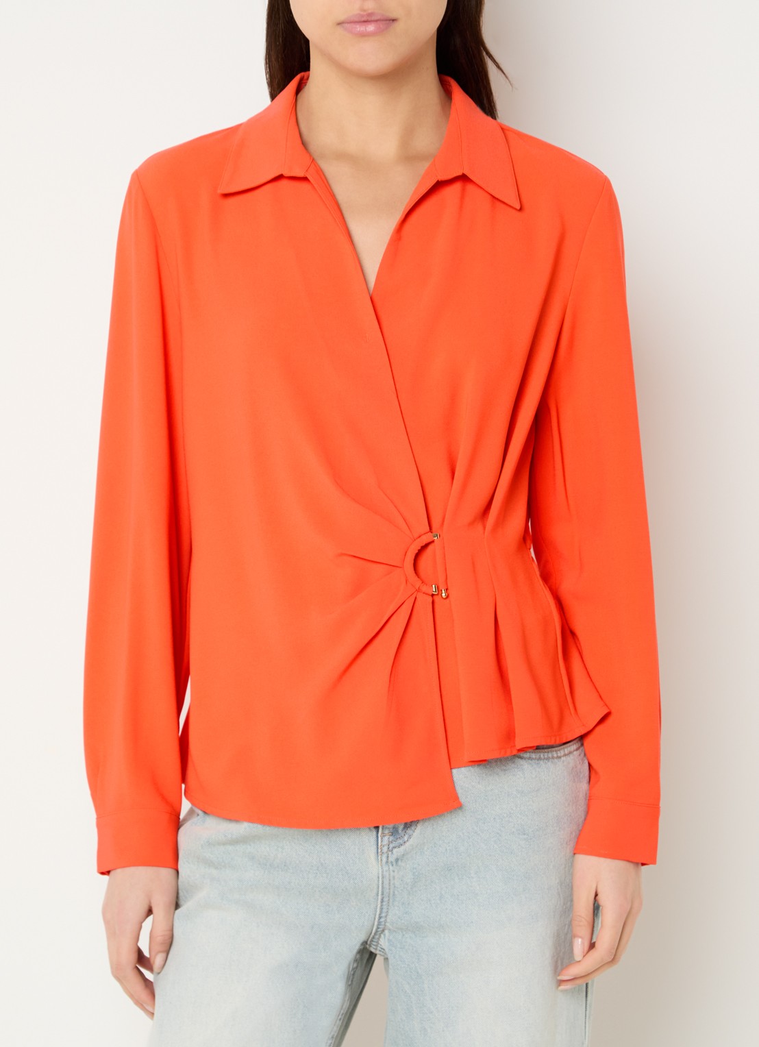 French Connection Thelma blouse met plooidetail - detail 3 orange