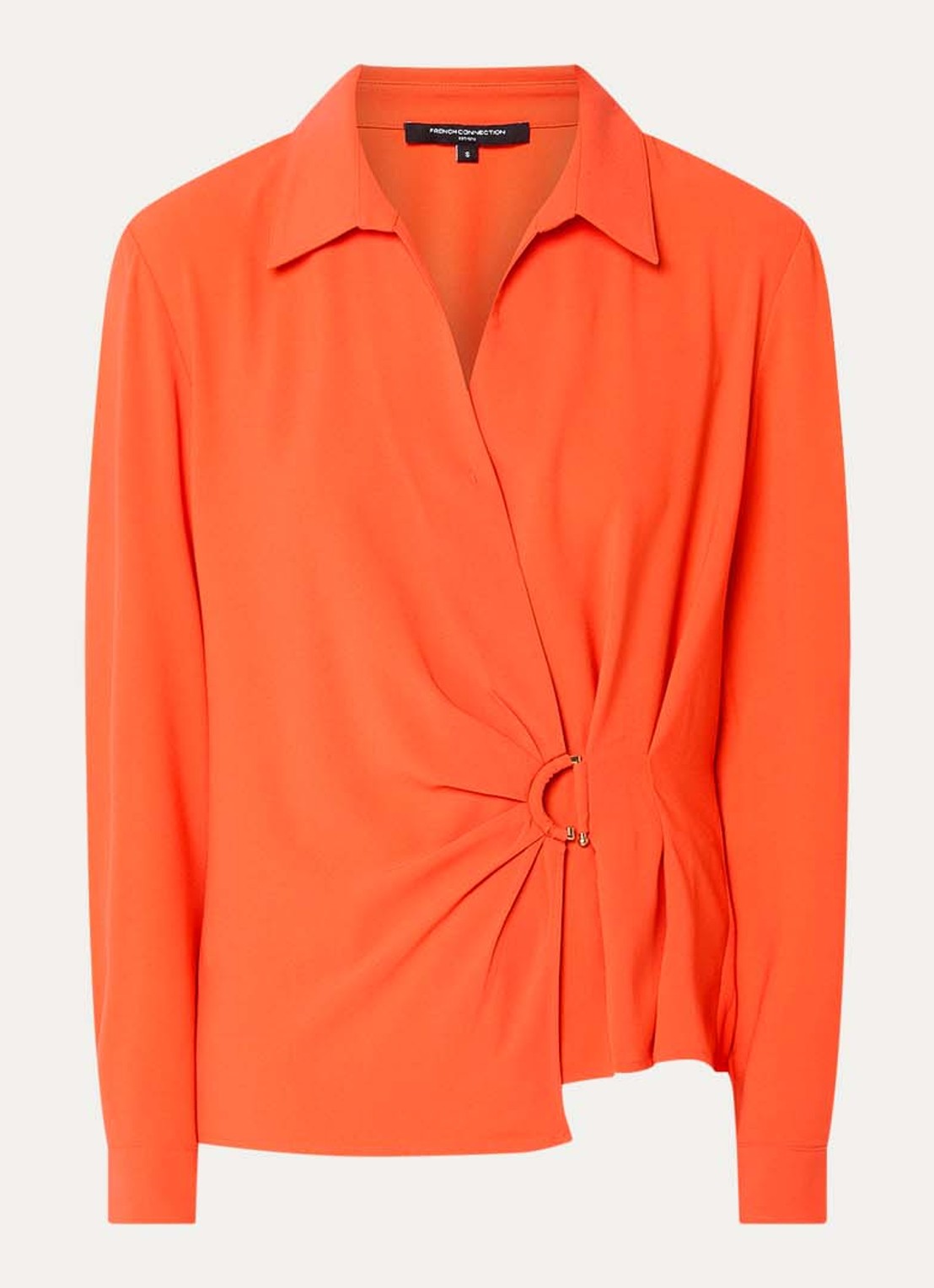 French Connection Thelma blouse met plooidetail - voorkant orange