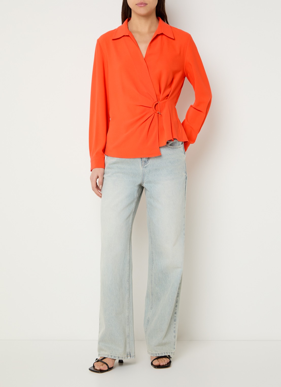French Connection Thelma blouse met plooidetail - voorkant 2 orange