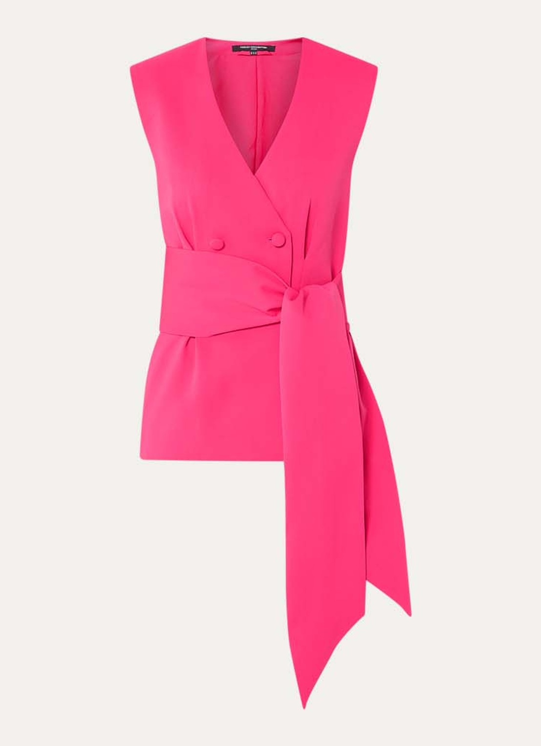 French Connection Tiana gilet met strikceintuur - voorkant fuchsia