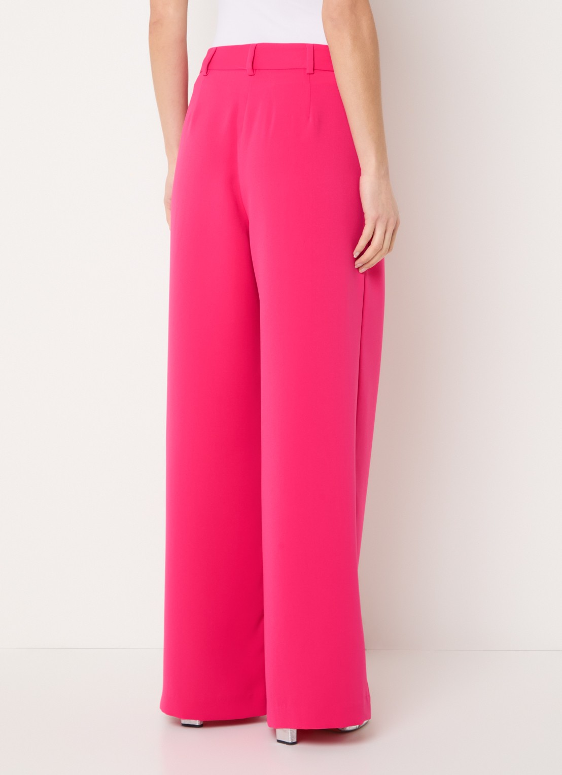 French Connection Tiana high waist wide fit pantalon met steekzakken - achterkant 3 fuchsia