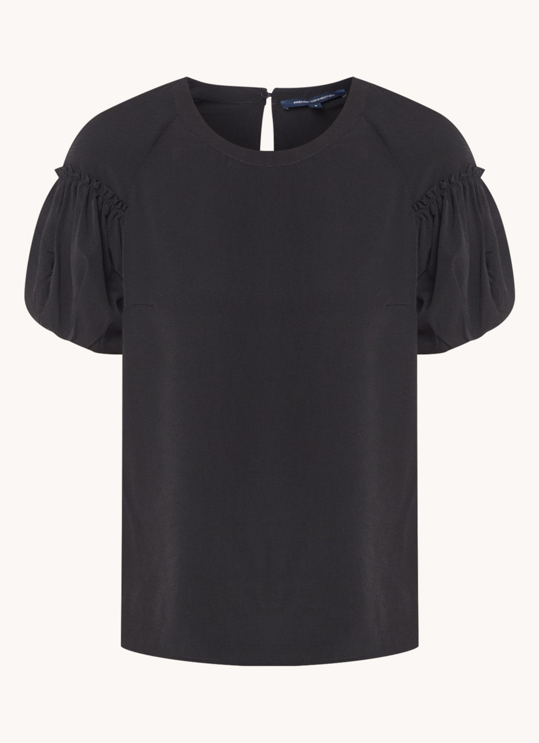French Connection Top met pofmouw - voorkant 2 zwart