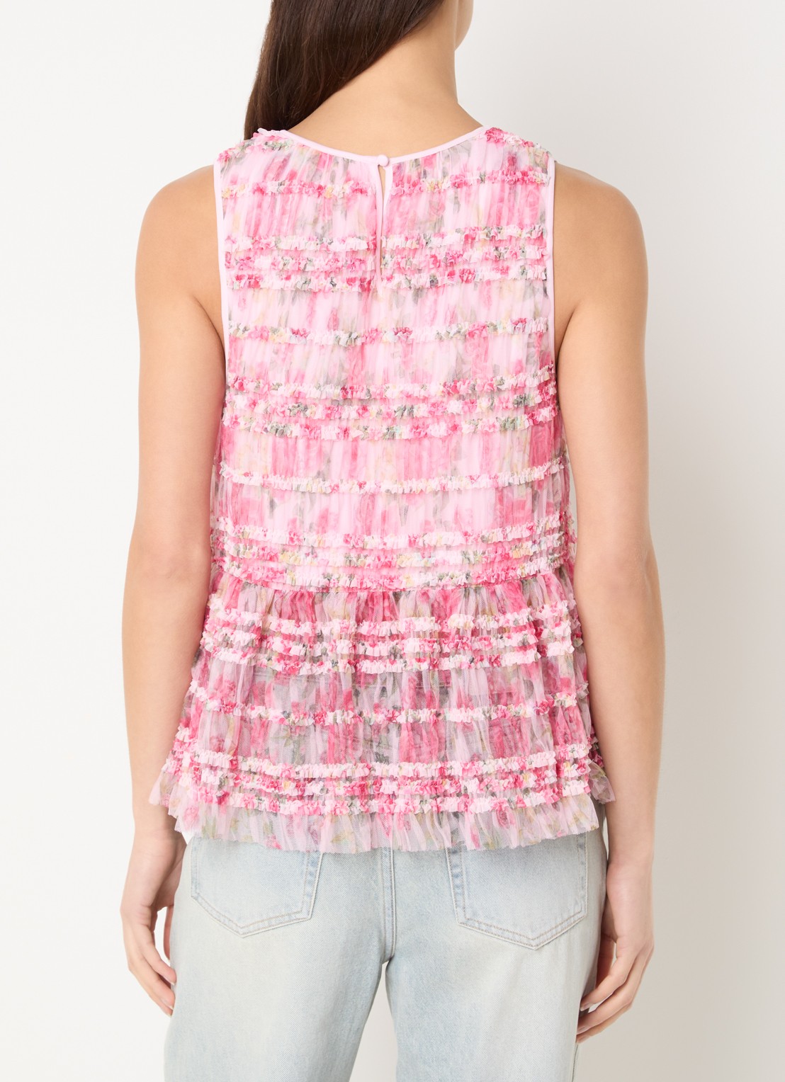 French Connection Vanessa top met bloemenprint - achterkant 3 roze