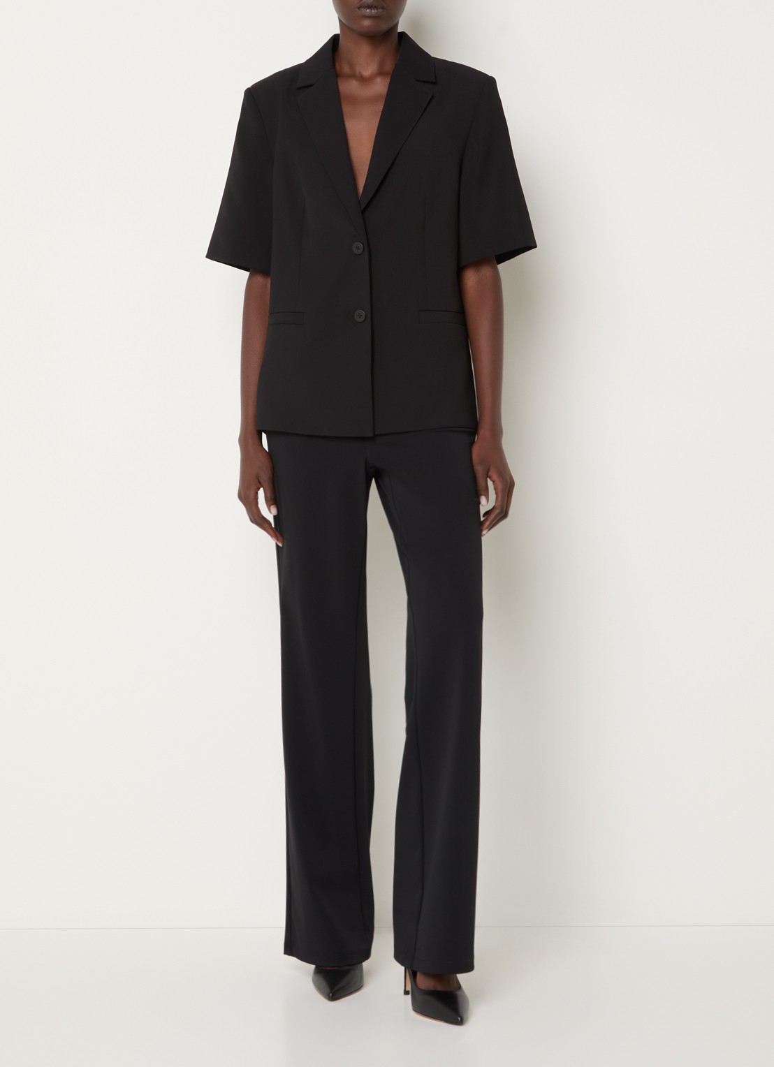 French Connection Vinnie blazer met paspelzakken - voorkant 2 zwart
