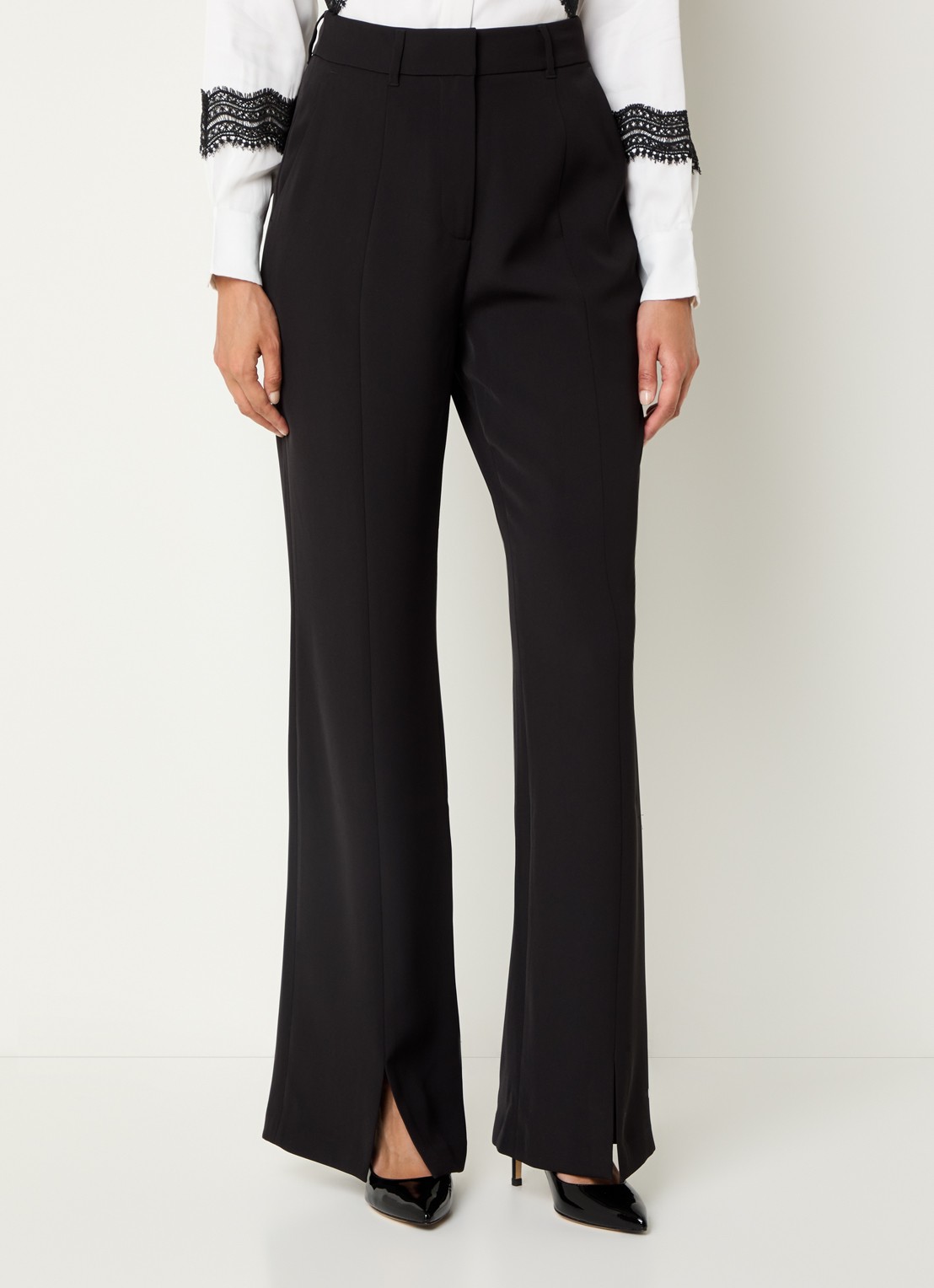 French Connection Vinnie flared fit pantalon met steekzakken - detail 3 zwart