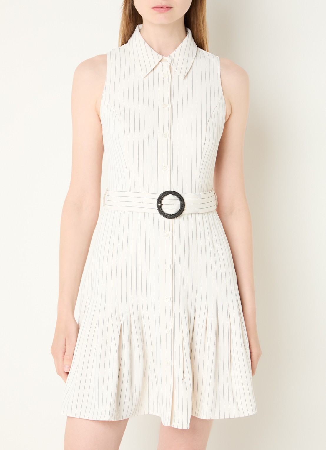 French Connection Vinnie mini blousejurk met streepprint - detail creme