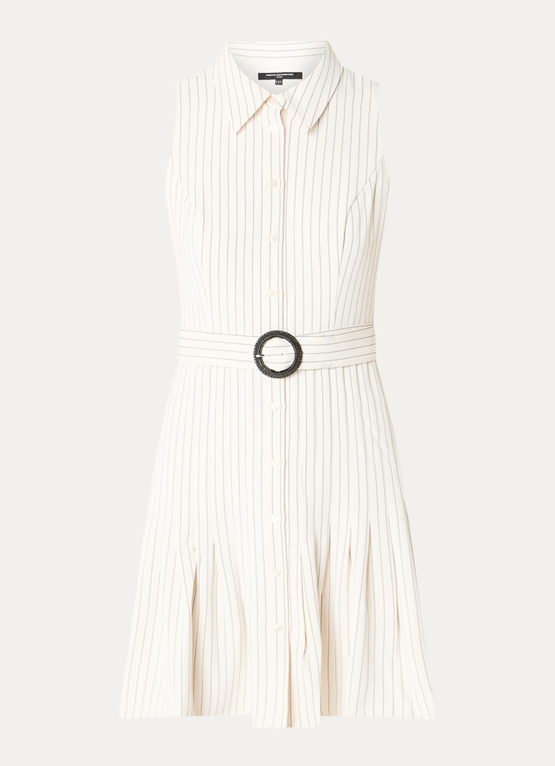 French Connection Vinnie mini blousejurk met streepprint - voorkant 3 creme