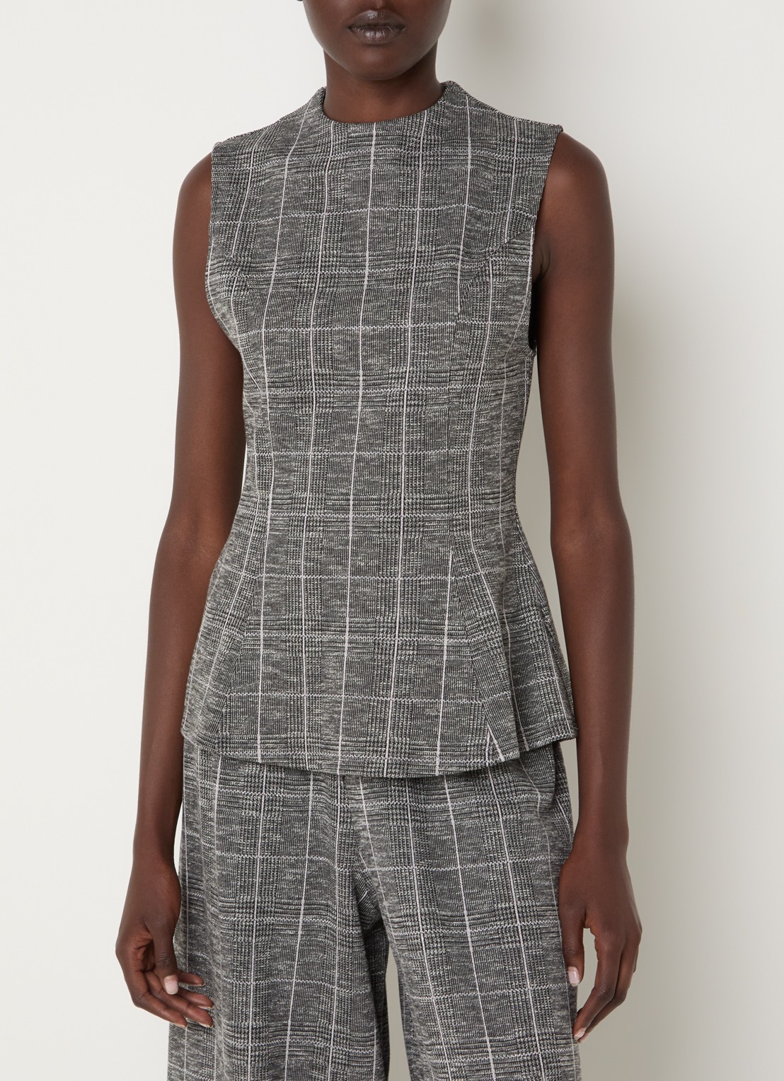 French Connection Wesley top met pied-de-poule dessin - detail grijs