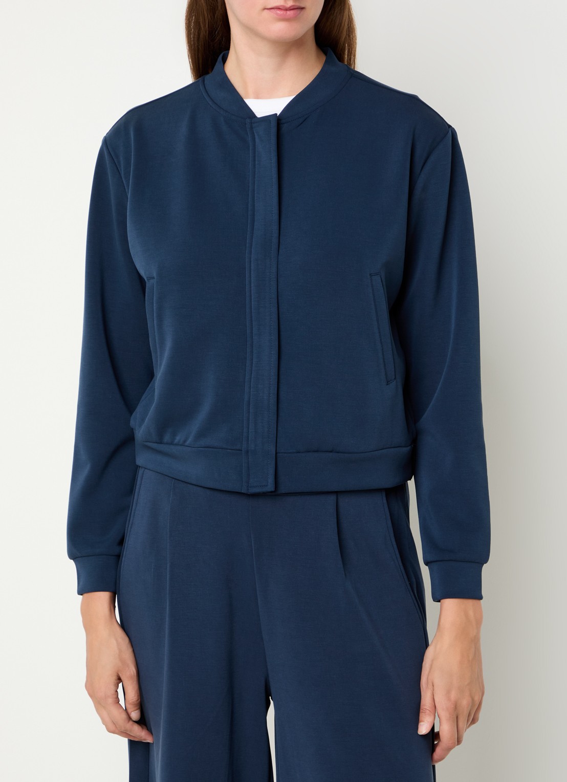 French Connection Wren bomberjack van jersey met steekzakken - detail indigo