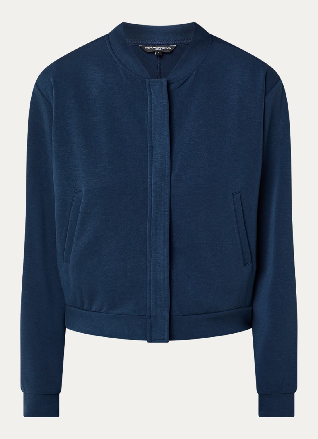 French Connection Wren bomberjack van jersey met steekzakken - voorkant 2 indigo