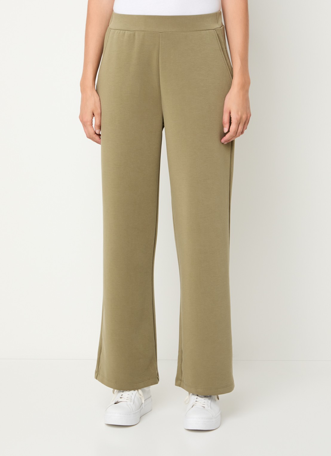 French Connection Wren high waist wide fit pantalon met steekzakken - detail mosgroen