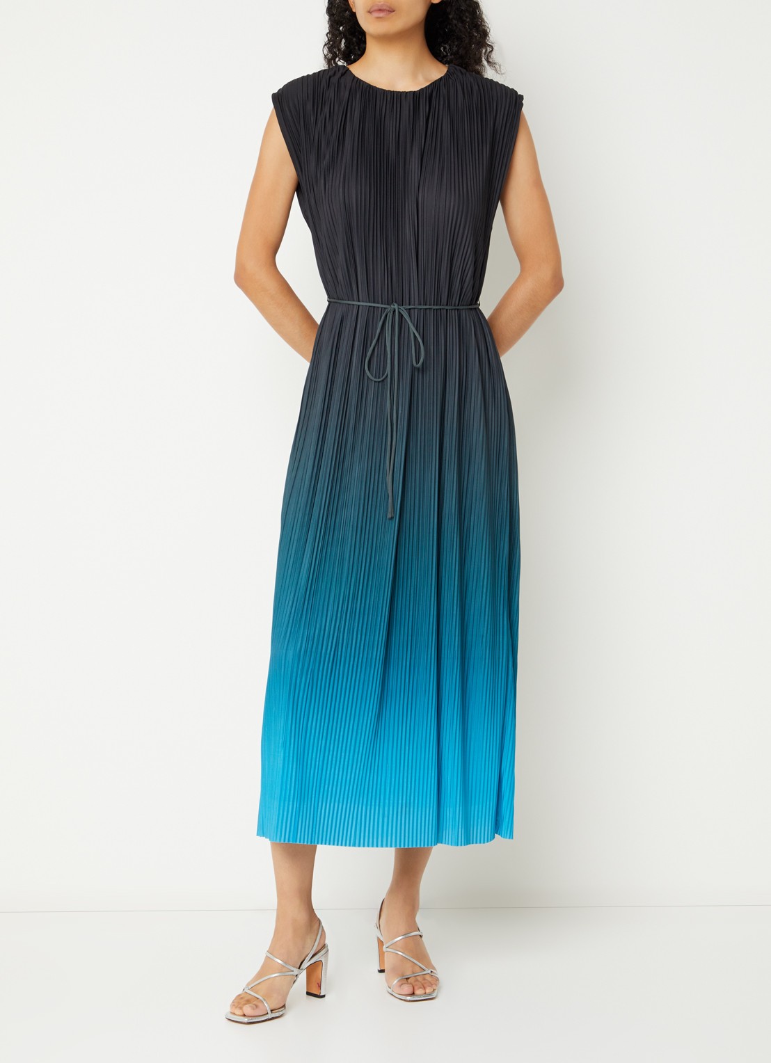 French Connection Xena midi jurk met dip-dye dessin - detail zwart