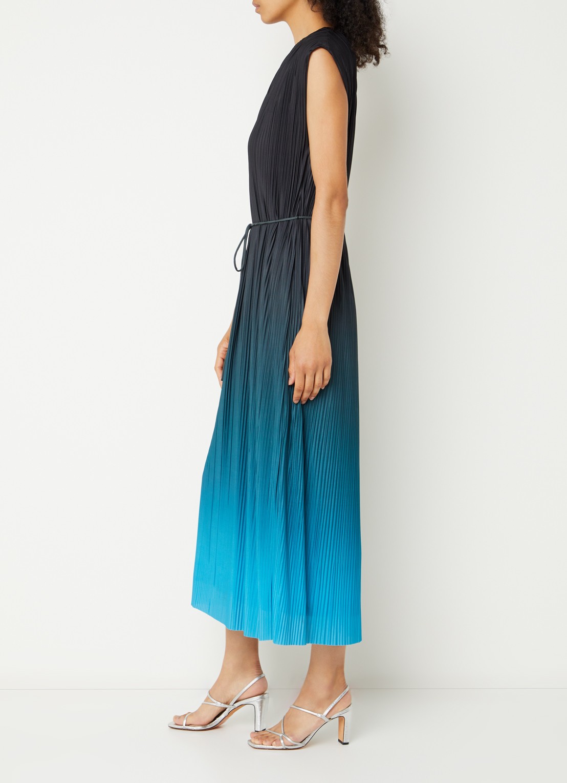 French Connection Xena midi jurk met dip-dye dessin - voorkant 4 zwart