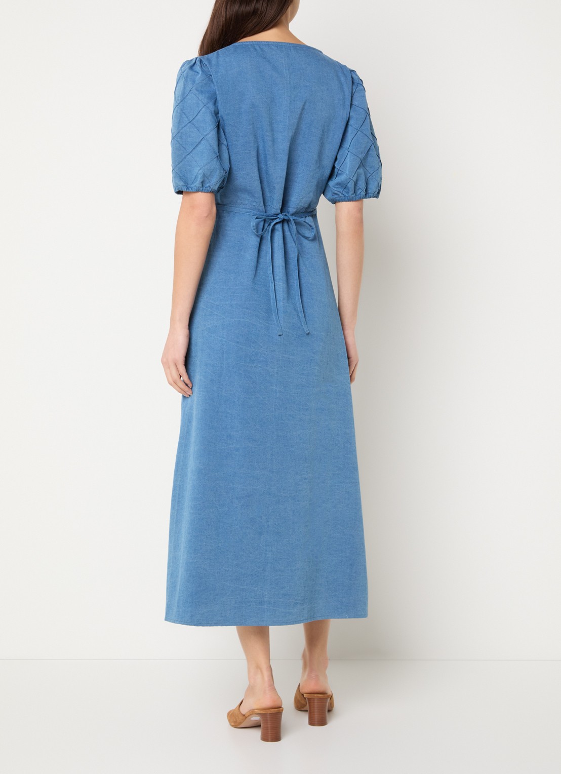 French Connection Zaves denim blousejurk met V-hals - achterkant 4 blauw