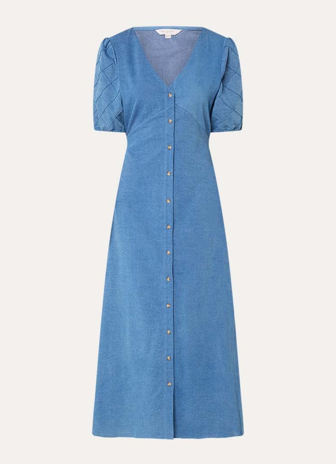 French Connection Zaves denim blousejurk met V-hals - voorkant blauw