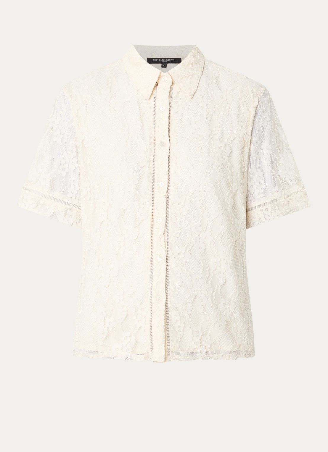 French Connection Zoe semi-transparante blouse van kant - voorkant creme