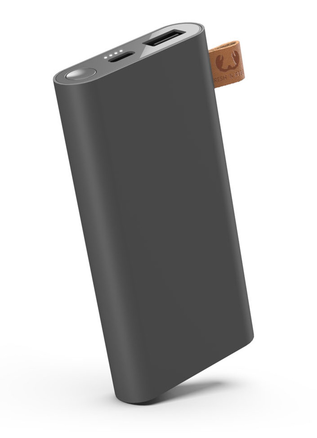 Fresh 'n Rebel 6000 mAh powerbank - voorkant donkergrijs