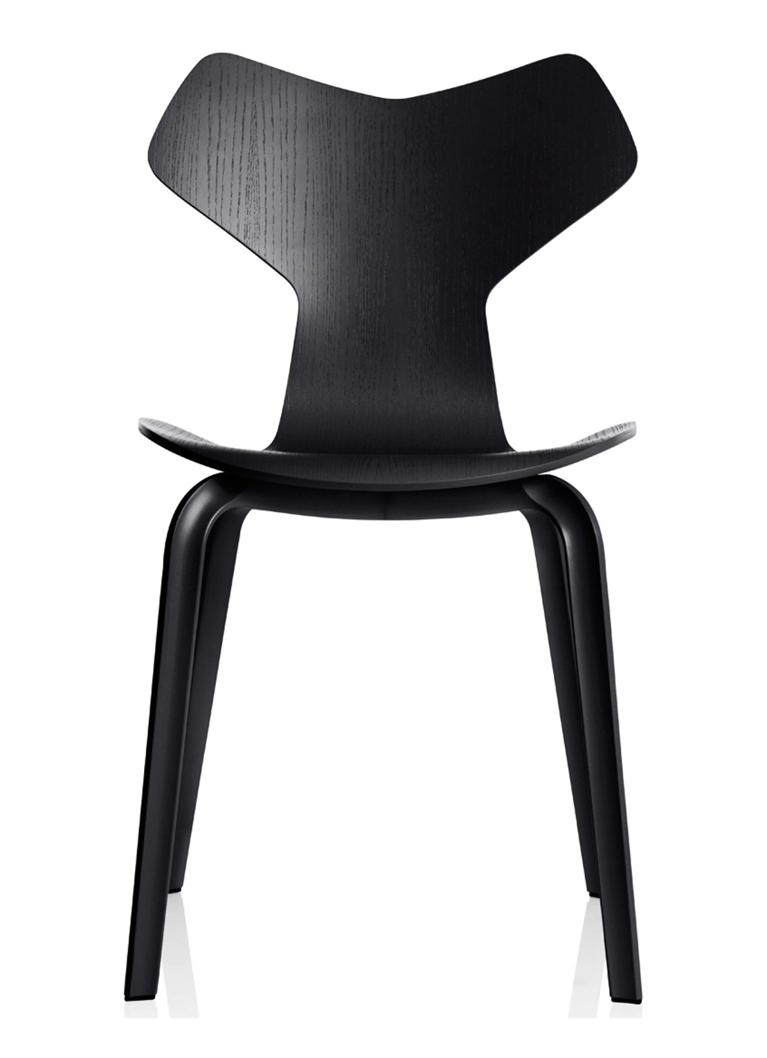 Fritz Hansen Grand Prix Chair Wood stoel gekleurd essen - voorkant 2 zwart