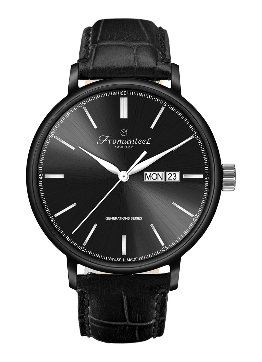 Fromanteel Generations Day Date horloge GS-0805-004 - voorkant zwart