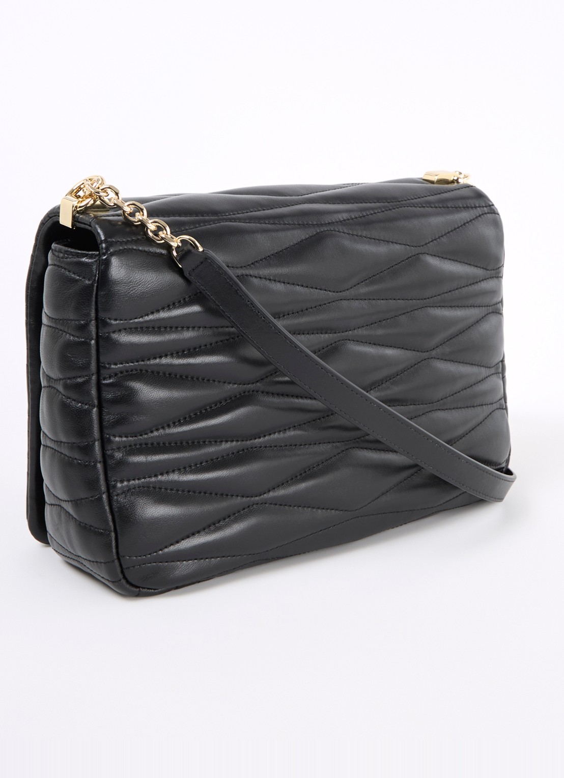 FURLA 1927 M crossbodytas van leer met quilt patroon - achterkant 2 zwart