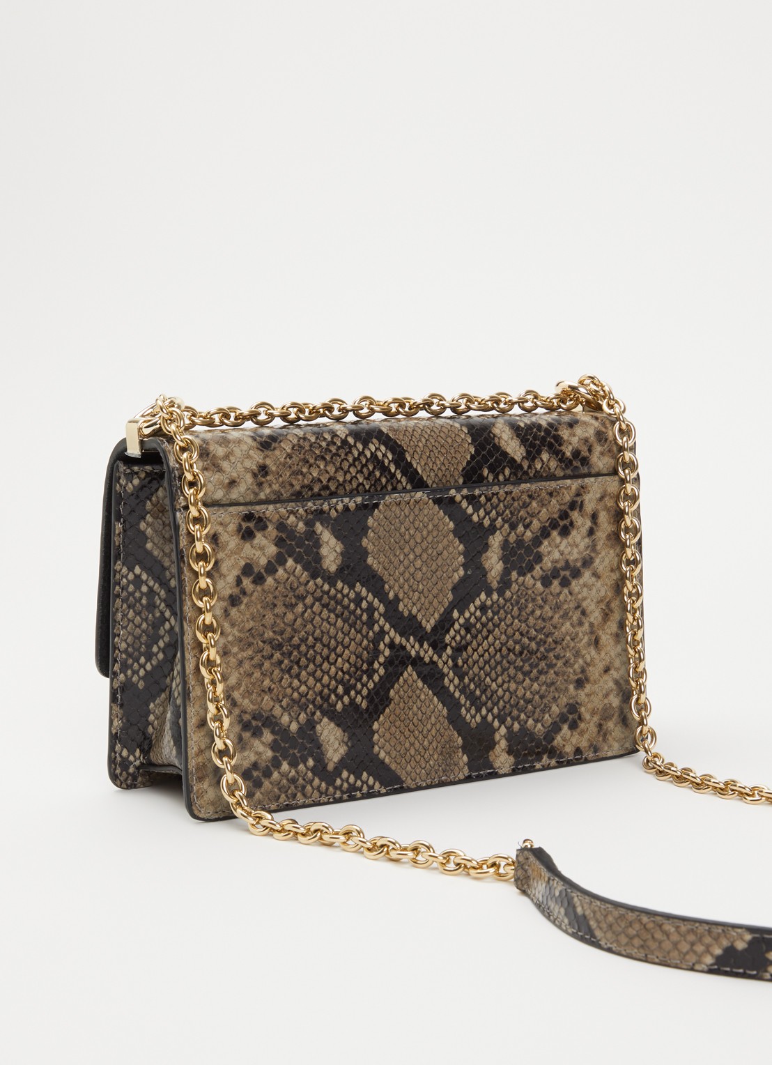 FURLA 1927 Mini crossbodytas van geitenleer met slangenprint - achterkant grijs