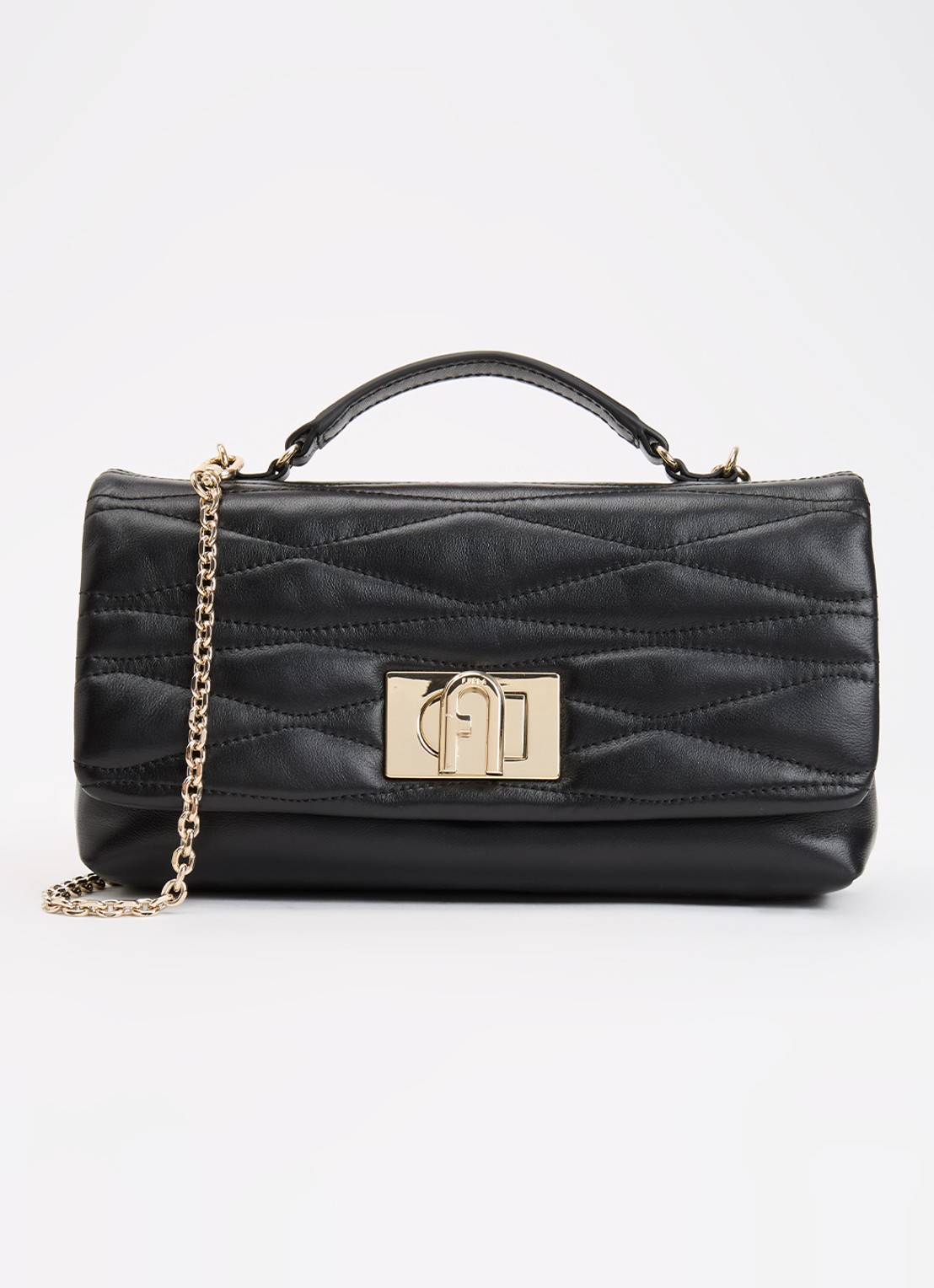 FURLA 1927 Mini crossbodytas van leer - voorkant 5 zwart