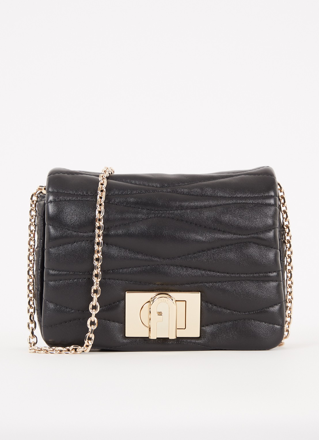 FURLA 1927 Mini crossbodytas van quilted kalfsleer - voorkant 4 zwart