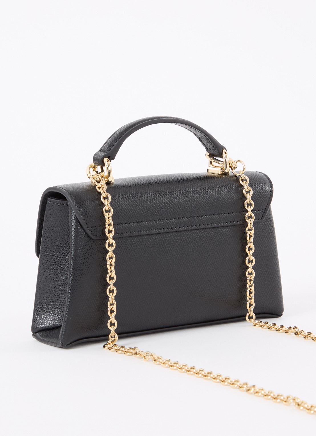 FURLA 1927 Mini handtas van leer met structuur - achterkant 4 zwart
