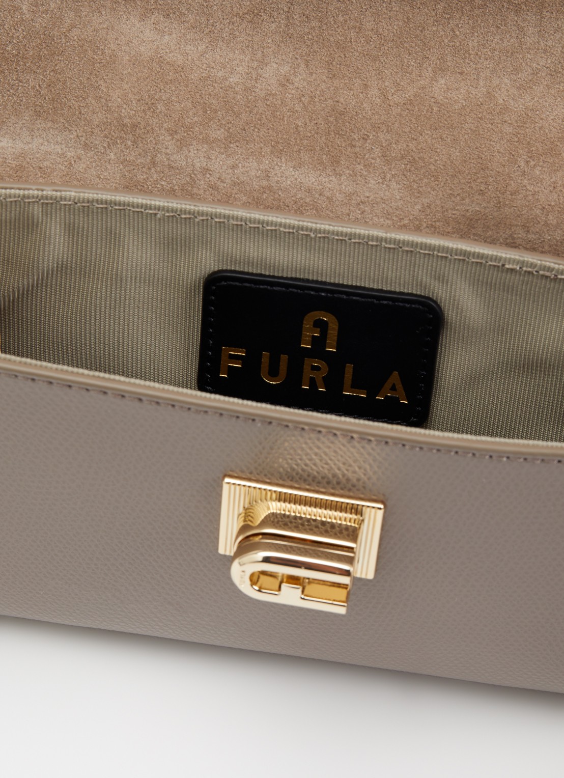 FURLA 1927 Mini handtas van leer met structuur - detail grijs