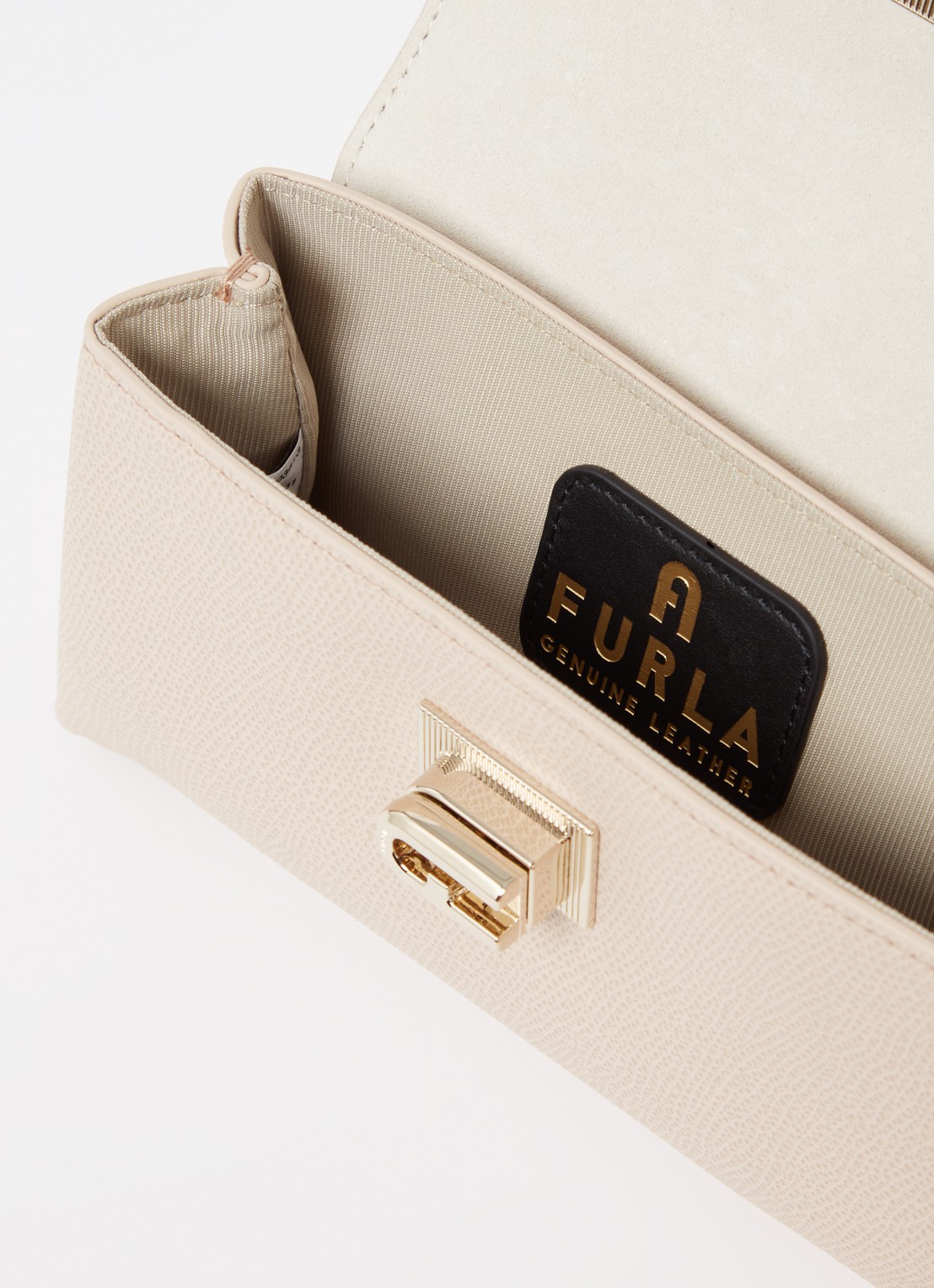 FURLA 1927 Mini handtas van leer met structuur - detail 2 creme