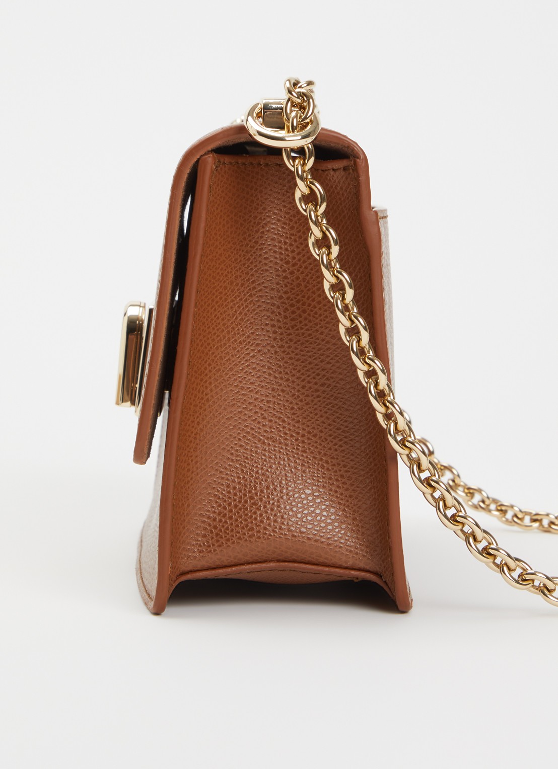 FURLA 1927 mini schoudertas van leer met structuur - detail 4 cognac