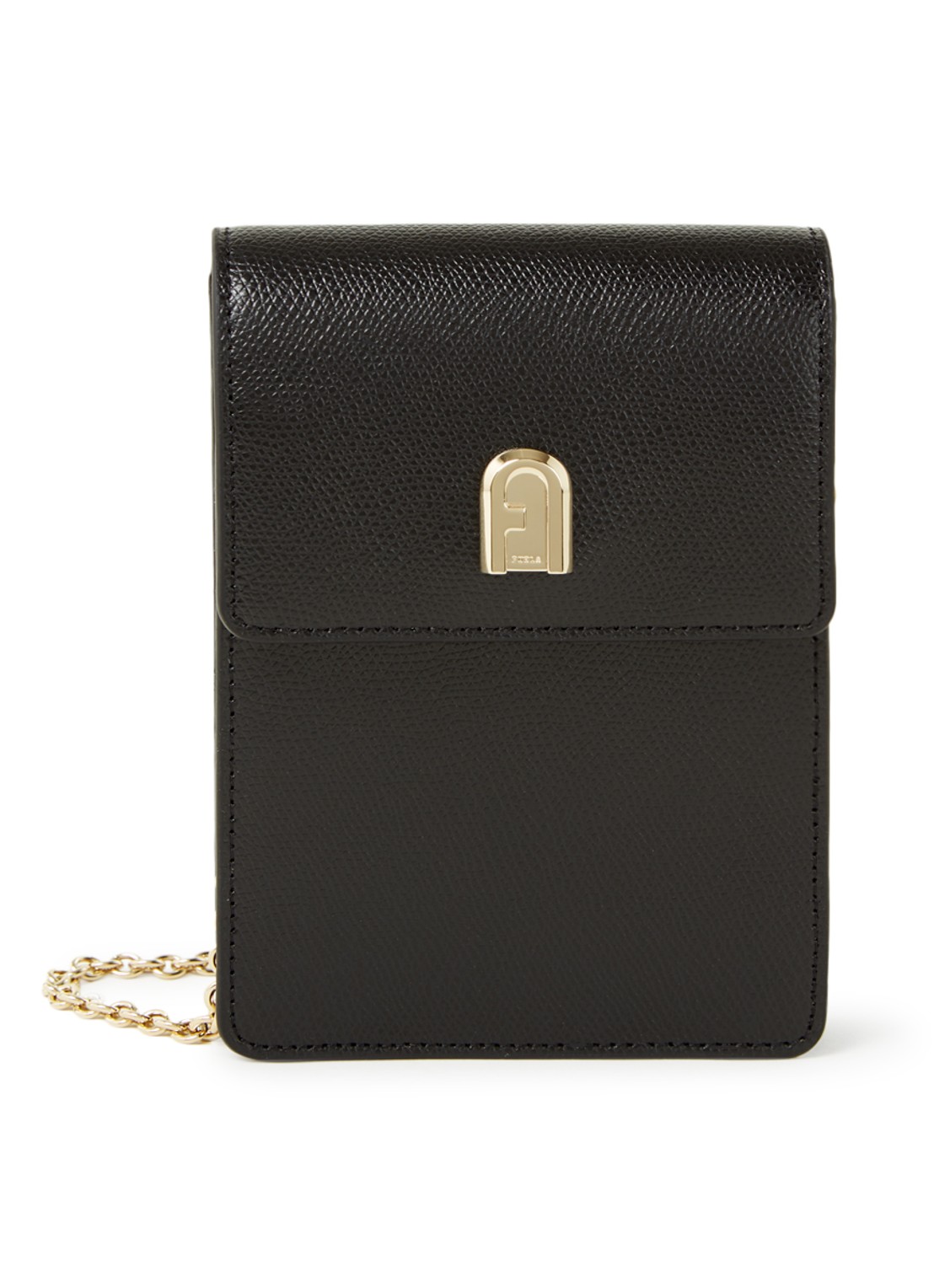 FURLA 1927 Mini Vertical crossbodytas van leer - voorkant 3 zwart