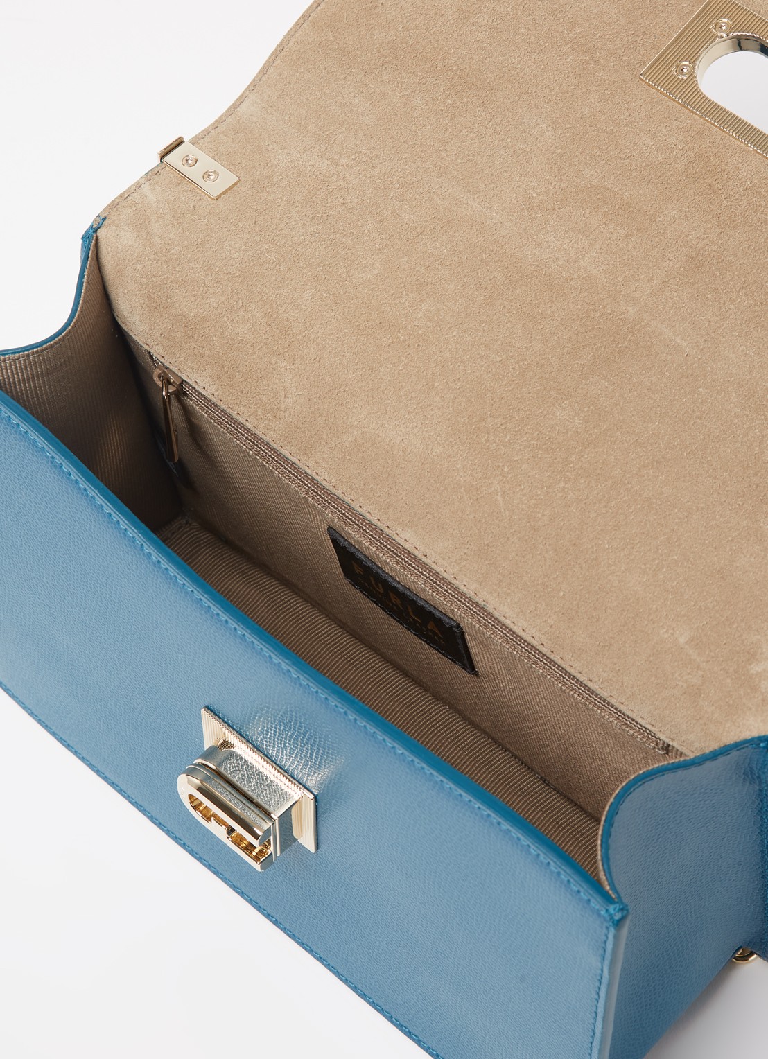 FURLA 1927 schoudertas S van leer - detail 3 blauw