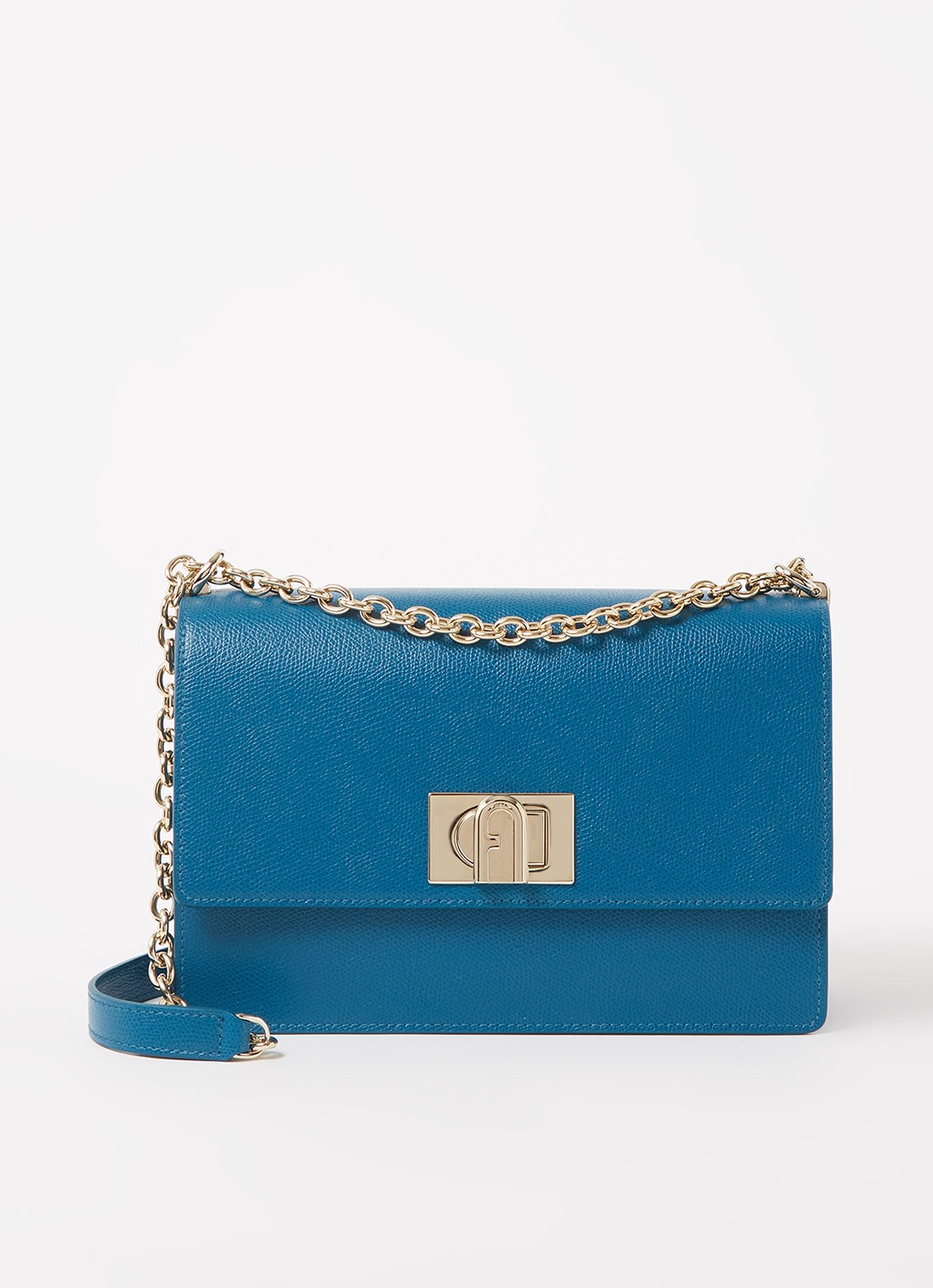 FURLA 1927 schoudertas S van leer - voorkant 2 blauw