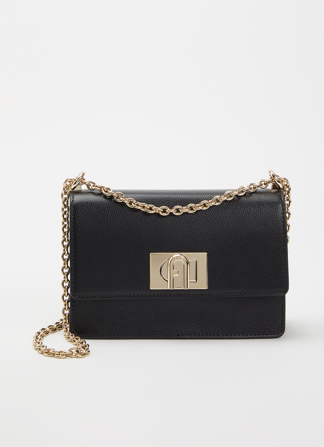 FURLA 1972 Mini crossbodytas van leer - voorkant zwart