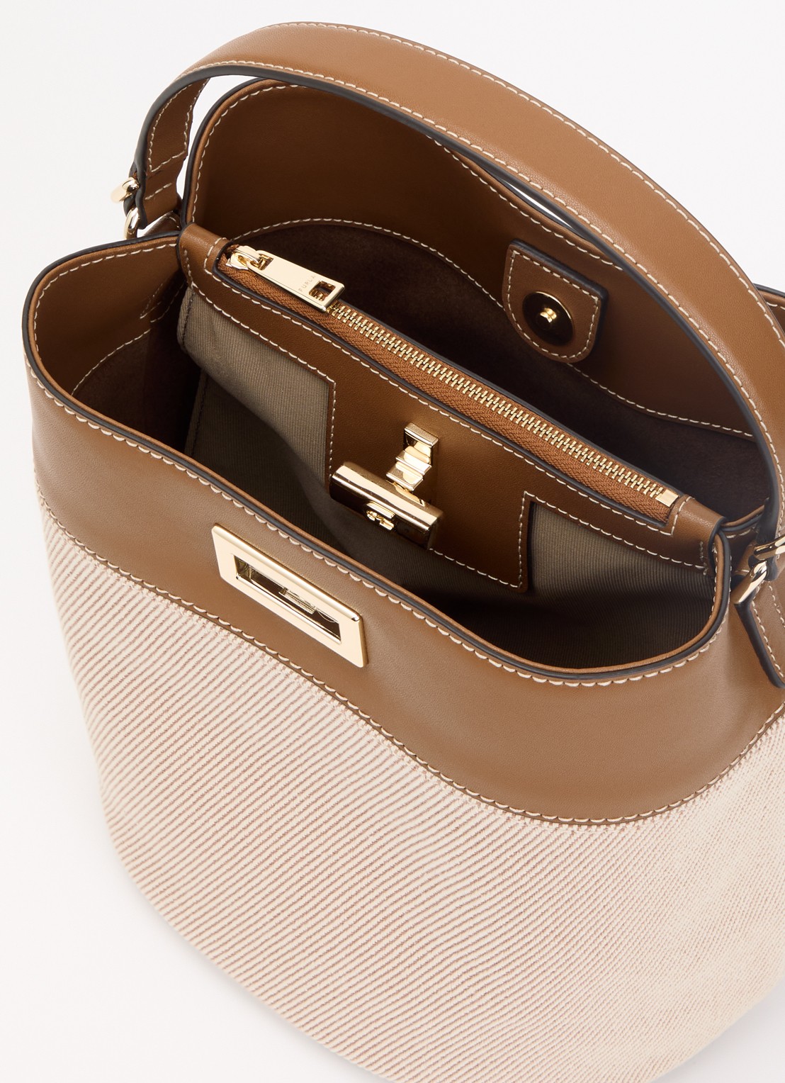 FURLA Amelia handtas van leer met afneembare schouderriem  - detail 3 bruin