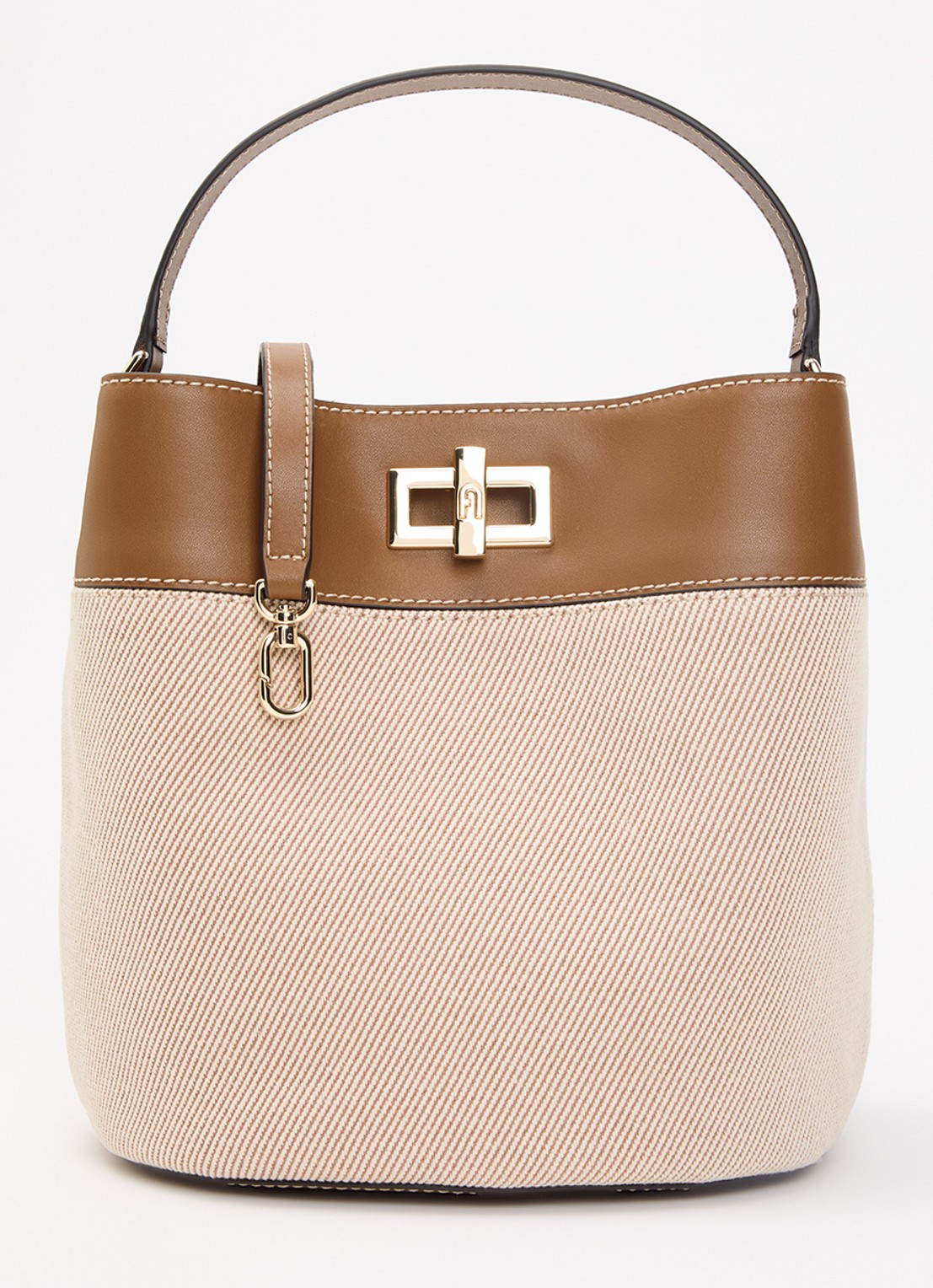 FURLA Amelia handtas van leer met afneembare schouderriem  - voorkant 2 bruin