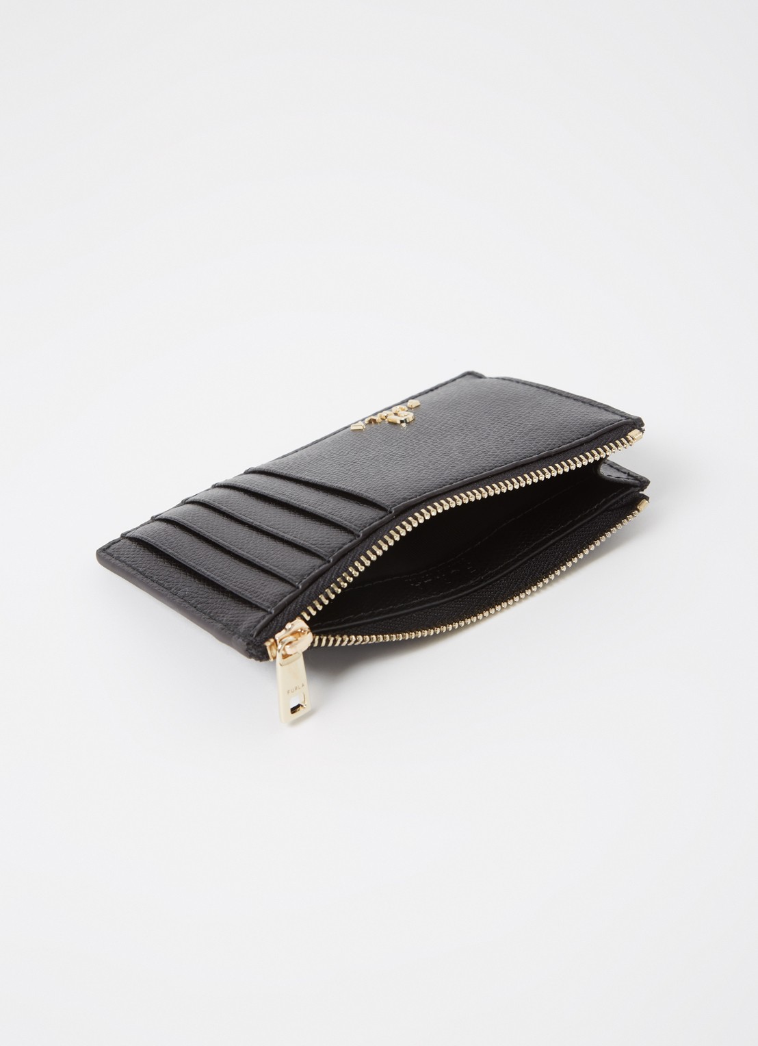 FURLA Camelia M pasjeshouder van leer - voorkant 3 zwart