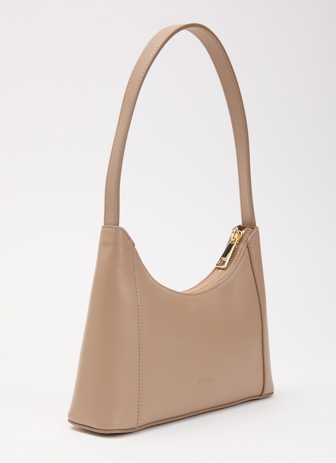 FURLA Diamante Mini schoudertas van leer - achterkant 5 donkerbeige
