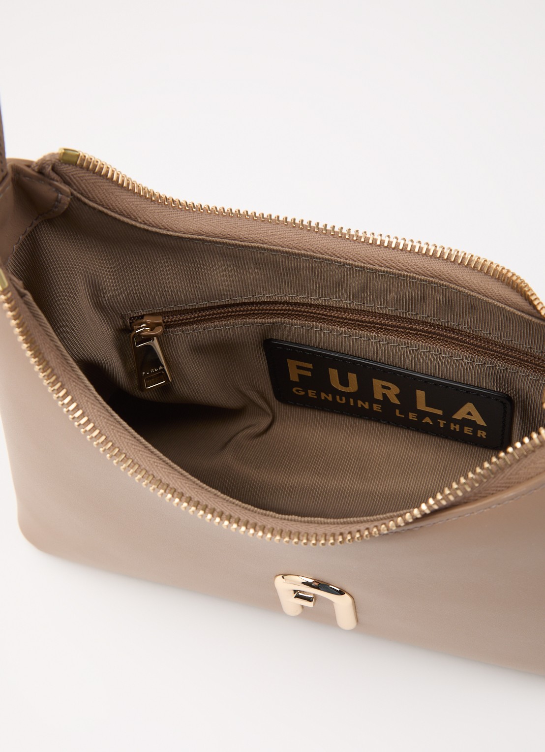 FURLA Diamante Mini schoudertas van leer - detail 2 donkerbeige