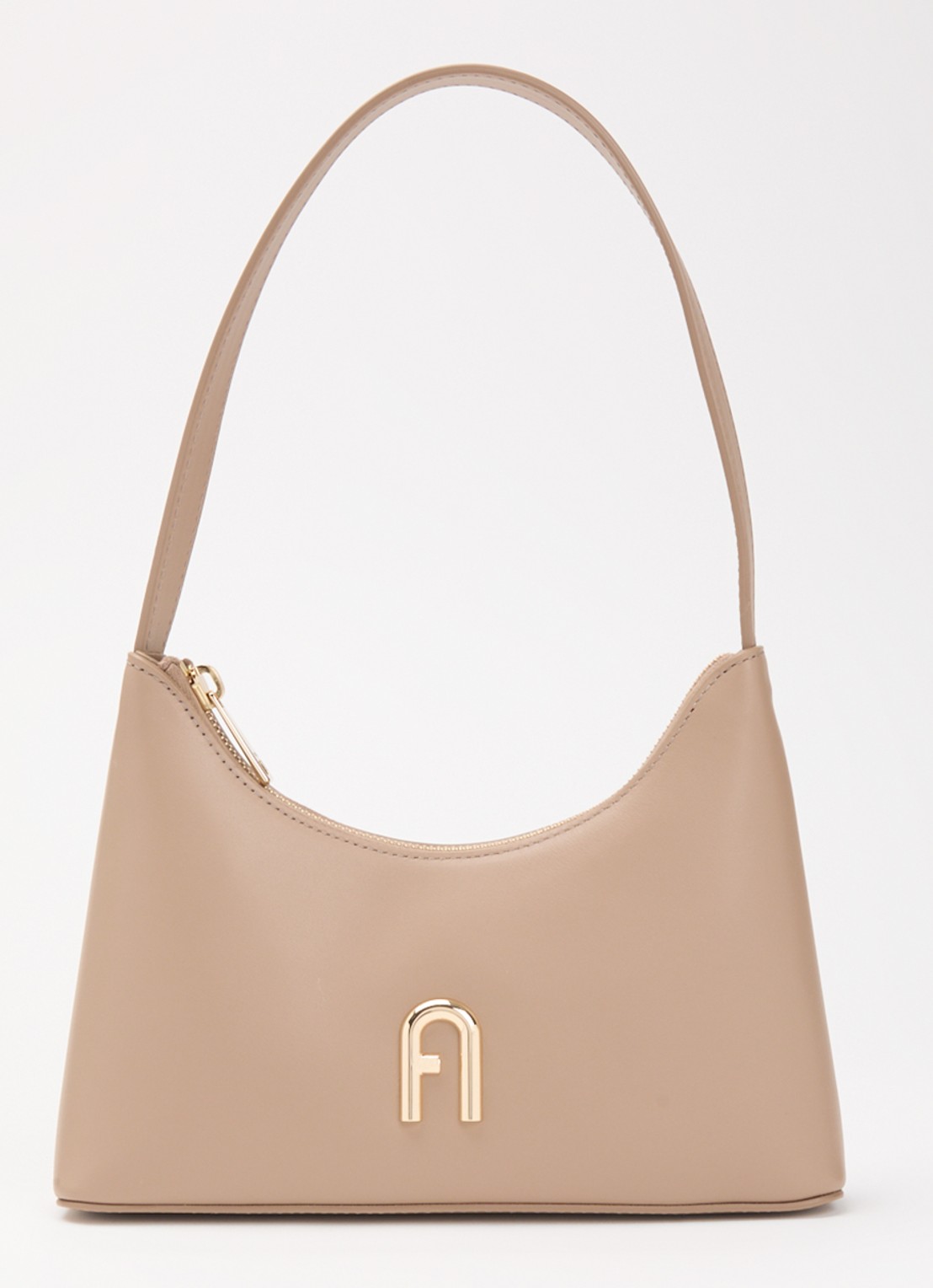 FURLA Diamante Mini schoudertas van leer - voorkant donkerbeige