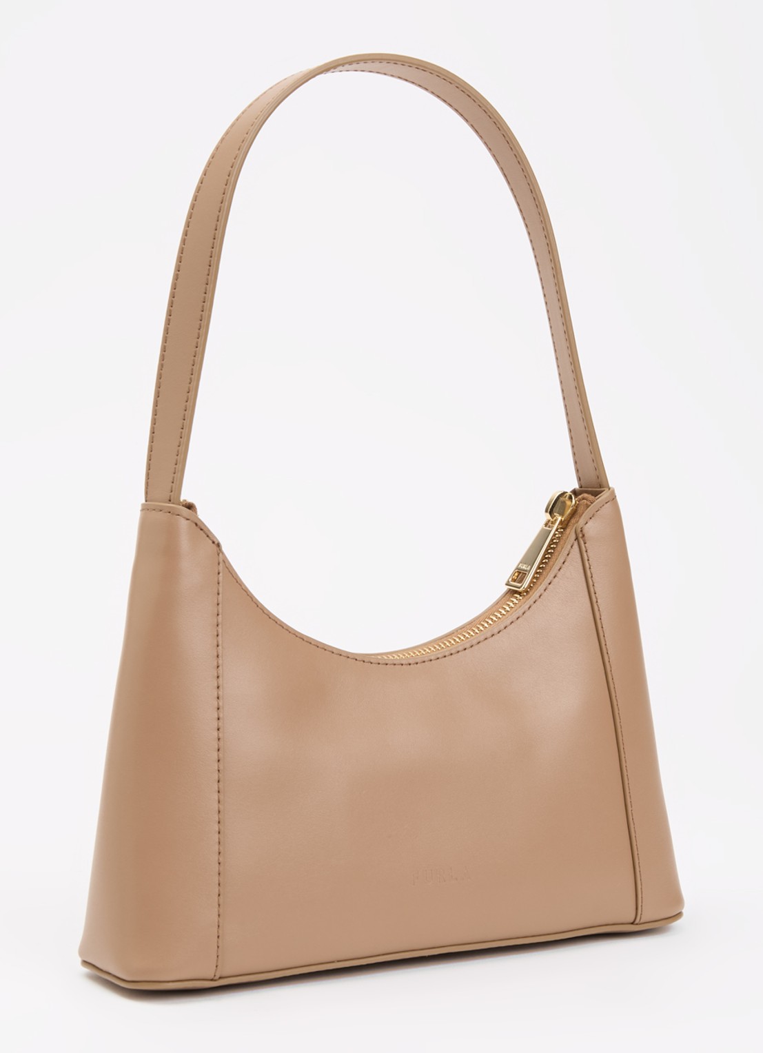 FURLA Diamante Mini schoudertas van leer - achterkant 2 donkerbeige