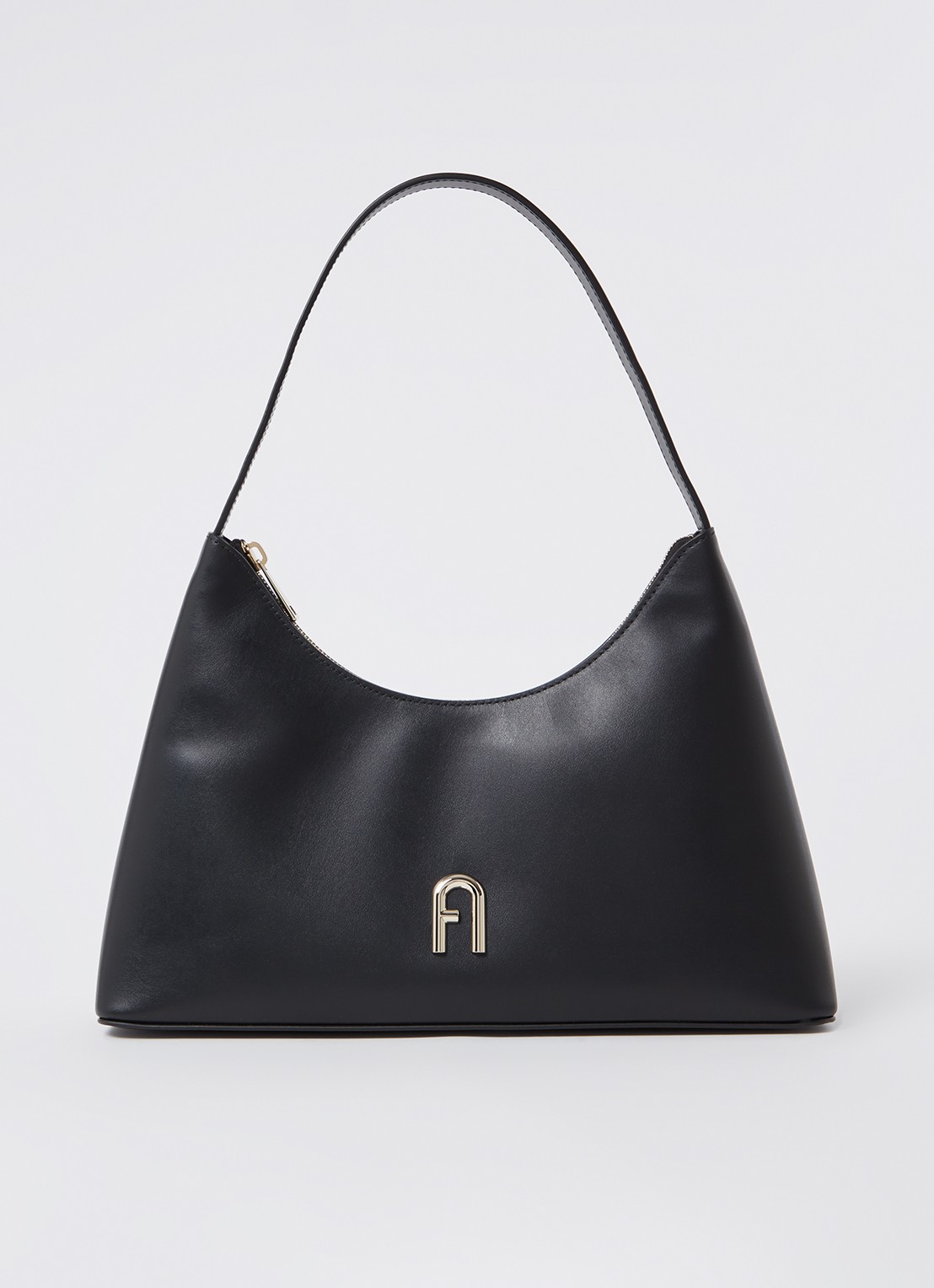 FURLA Diamante S schoudertas van leer - voorkant 2 zwart